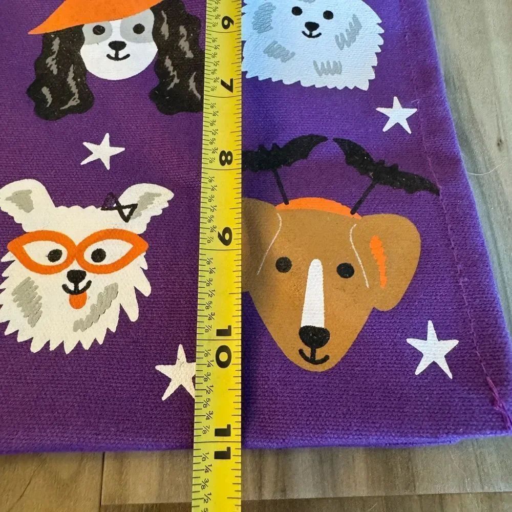 Isaac Mizrahi Halloween Purple Dog Faces Trick or Treat Shopping Canvas Bag - Picture 4 of 5